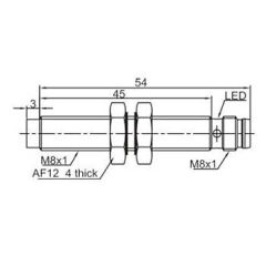 LANBAO LR08TBN04DNOY M8 4mm NPN NO 10-30VDC Kablolu İndüktif Sensör