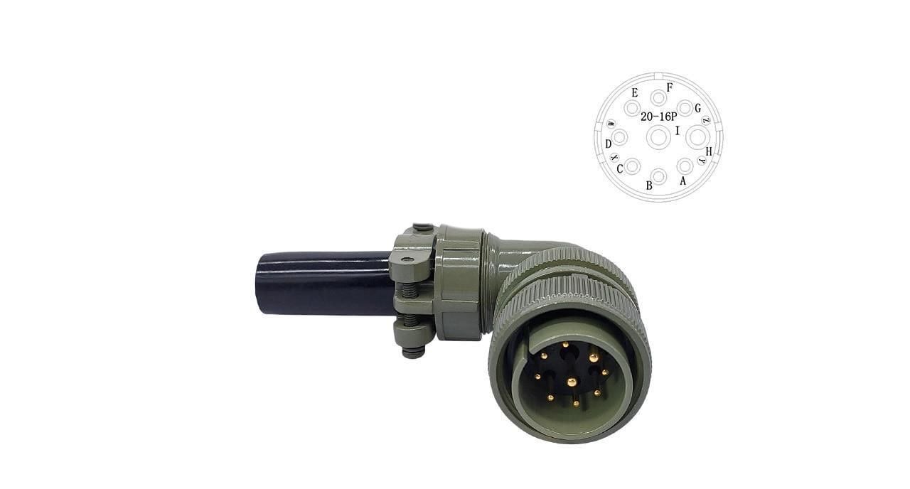 MS3108-20-16P 9 Pinli 90 Derece Erkek Askeri Tip Konnektör