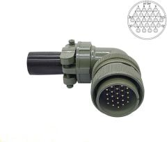 MS3108-24-28P 24 Pinli 90° Derece Erkek Askeri Tip Konnektör