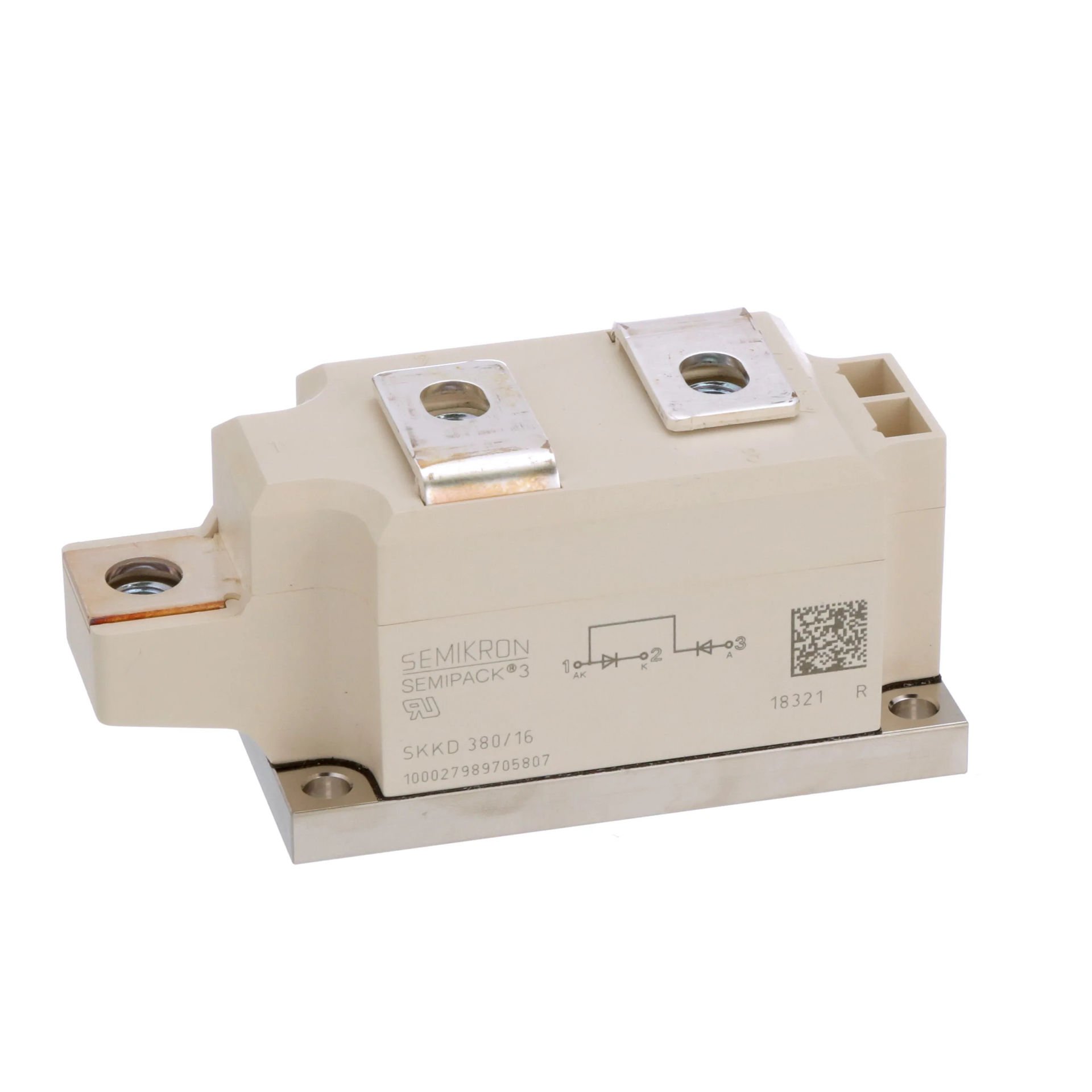 Semikron 1600V 380A SKKD 380/16, Çift Diyot, 3-Pin