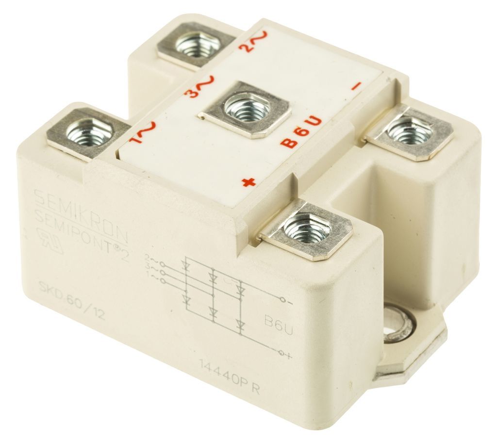 Semikron Köprü Doğrultucu Modülü, 60A, 1200V, 3 fazlı SKD 60/12