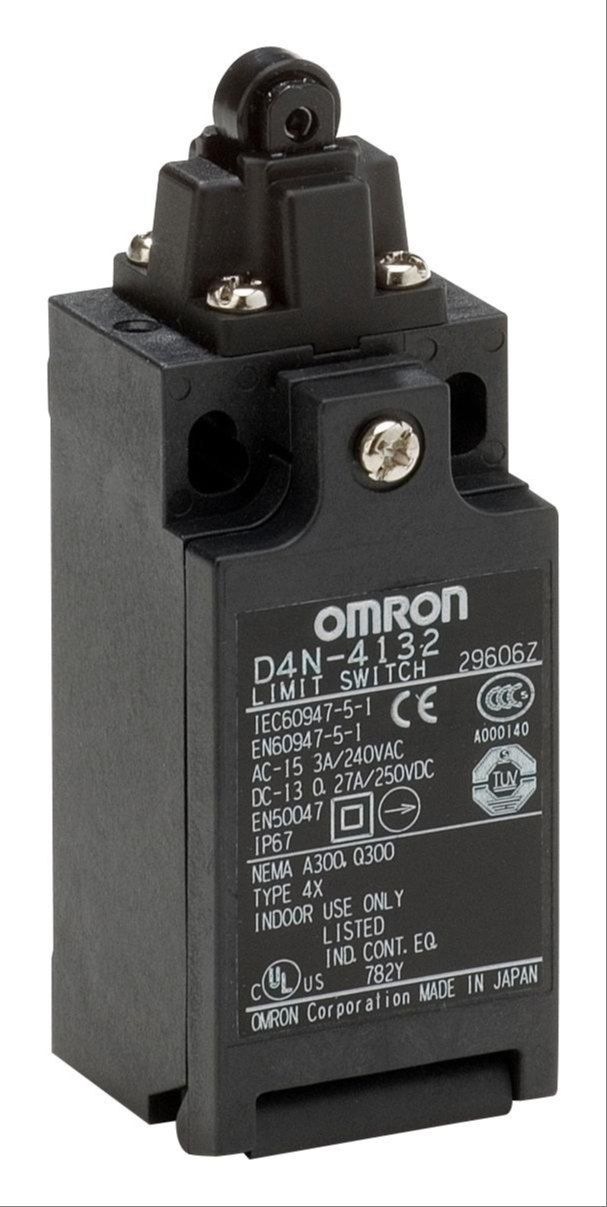 Omron  D4N-4132 Güvenlik Limit switchi, , M20 (1 kablo yuvası), 1NC/1NO (hızlı kapama), üstten basmalı makaralı
