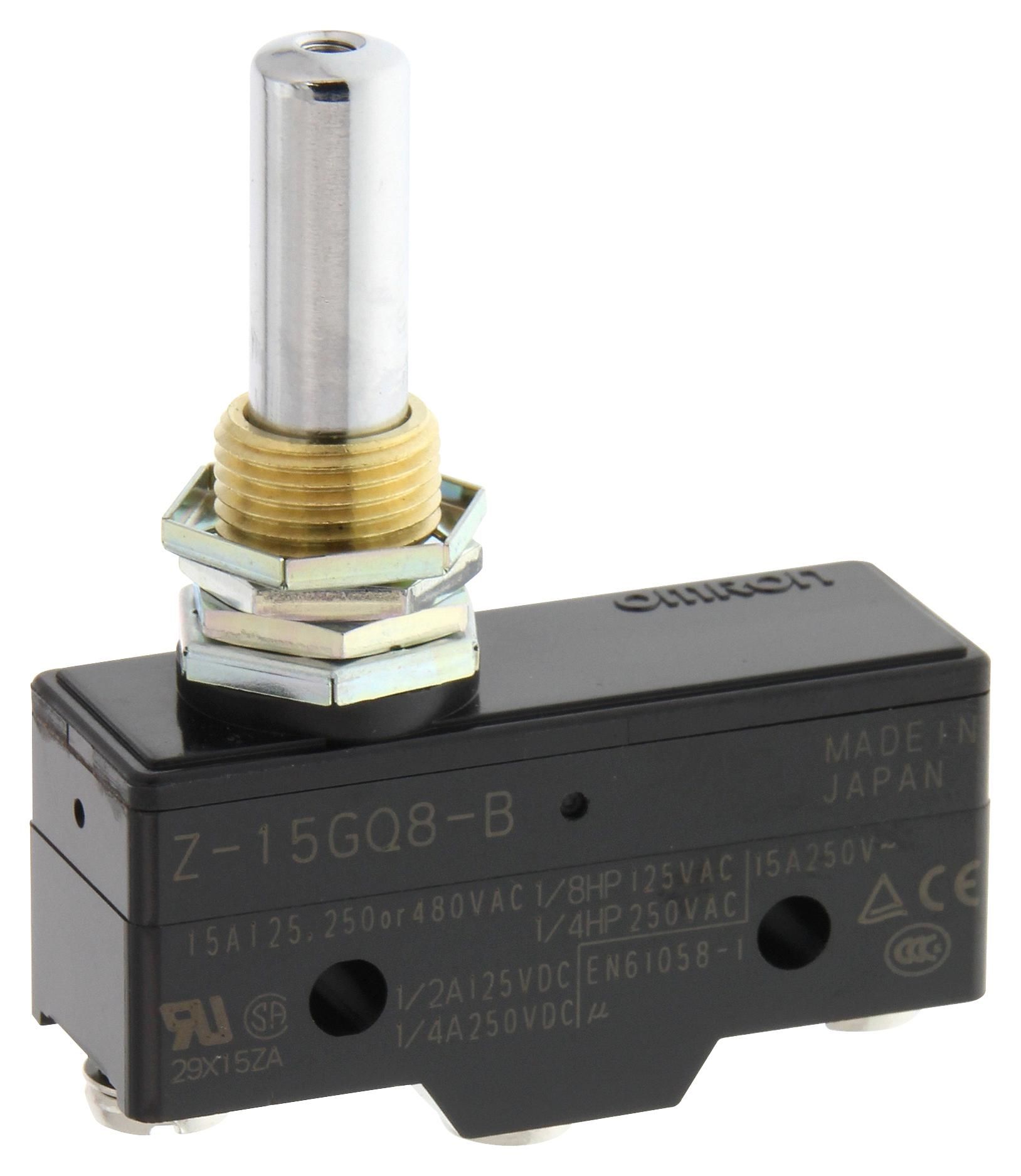 Omron - Z-15GQ8-B Genel amaçlı temel anahtar, yüksek çalışma kuvveti, panel montajlı piston, SPDT, 15A